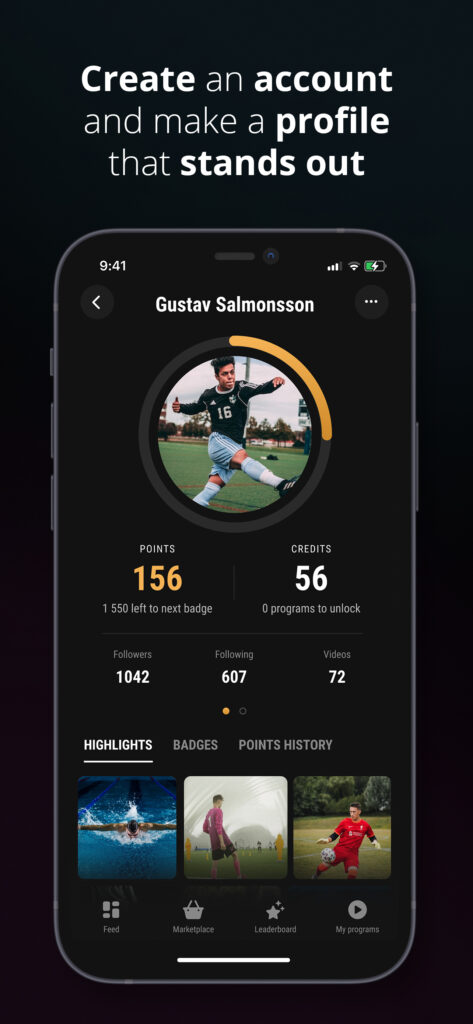 Football App - Ballers App - Profile Page